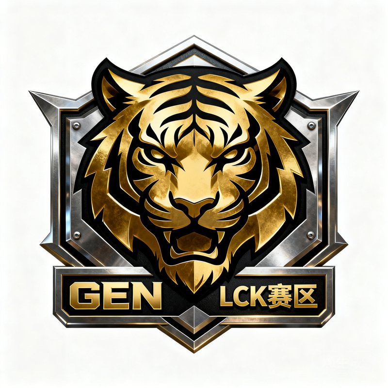 GEN电子竞技俱乐部官方队徽，金色虎头图案彰显王者气势，LCK赛区劲旅。